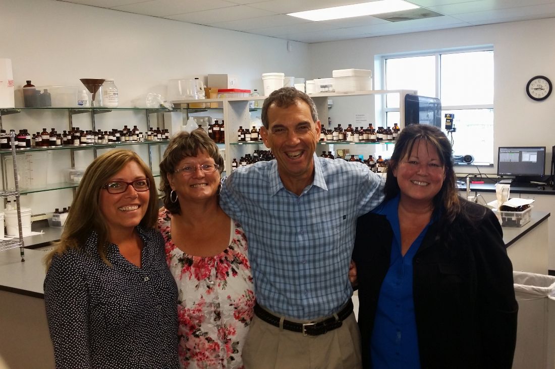 header photo, mike abrams in a flavor chem lab